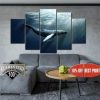 Blue Whale 1 - Animal 5 Panel Canvas Art Wall Decor