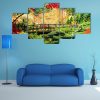 Bridge In An Asian Garden - Nature 5 Panel Canvas Art Wall Decor