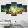 Bright Glowing Flowers - Nature 5 Panel Canvas Art Wall Decor