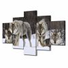 Broken Ice Wolf Pack - Animal 5 Panel Canvas Art Wall Decor