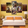 Buddha Meditation Buddha Statue - Religion 5 Panel Canvas Art Wall Decor
