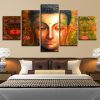 Buddha Zen And Flowers - Religion 5 Panel Canvas Art Wall Decor