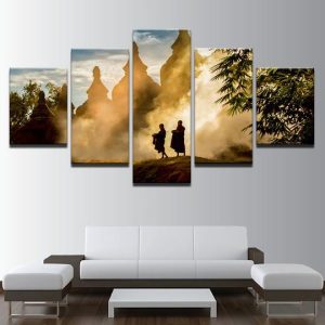 Buddhist Monks - Religion 5 Panel Canvas Art Wall Decor