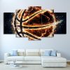 Burning Basketball - Sport 5 Panel Canvas Art Wall Decor