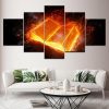 Burning Book Flame - Abstract 5 Panel Canvas Art Wall Decor