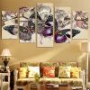 Butterflies And Flowers Butterfly - Nature 5 Panel Canvas Art Wall Decor