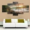 Campfire Cabin 01 - Nature 5 Panel Canvas Art Wall Decor