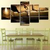 Candle Bible And Christ Cross - Religion 5 Panel Canvas Art Wall Decor