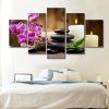 Candle Orchid Meditation - Flower 5 Panel Canvas Art Wall Decor