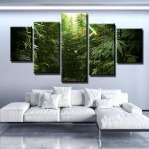 Cannabis Jungle - Nature 5 Panel Canvas Art Wall Decor
