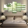 Cannabis Republic Flag - Abstract 5 Panel Canvas Art Wall Decor