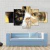 Cat Grumpy Facial Expression Exotic Tortoiseshell - Animal 5 Panel Canvas Art Wall Decor