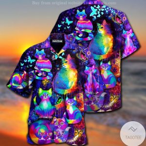 Cat Hologram Color Hawaiian Shirt
