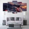 Cherry Tree In Bloom Over Volcano Lava - Nature 5 Panel Canvas Art Wall Decor