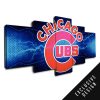 Chicago Cubs Thunderbolt - Sport 5 Panel Canvas Art Wall Decor