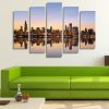 Chicago The Windy City Skyline At Sunset - Nature 5 Panel Canvas Art Wall Decor