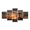 Christian Sunset Cross - Religion 5 Panel Canvas Art Wall Decor