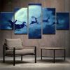 Christmas Santa Reindeer - Christmas 5 Panel Canvas Art Wall Decor