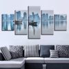 City Building And Bridge - Nature 5 Panel Canvas Art Wall Decor