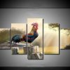Cock At Dawn - Animal 5 Panel Canvas Art Wall Decor