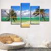 Coconut Tree Blue Sky White Cloud - Space 5 Panel Canvas Art Wall Decor