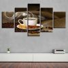 Coffee Beans And Coffee 01 - Nature 5 Panel Canvas Art Wall Decor