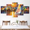 Color Sailboat Moon - Abstract 5 Panel Canvas Art Wall Decor
