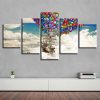 Colorful Balloons Airship Landscape - Nature 5 Panel Canvas Art Wall Decor