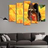 Colorful Butterfly On A Yellow Flower 01 - Animal 5 Panel Canvas Art Wall Decor
