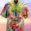 Colorful Hippie Guitar All Over Printed Hawaiian Shirt
