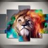 Colorful Lion - Abstract Animal 5 Panel Canvas Art Wall Decor