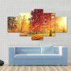 Colorful Morning In Winter - Nature 5 Panel Canvas Art Wall Decor