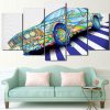Colorful Psychedelic Car - Automative 5 Panel Canvas Art Wall Decor