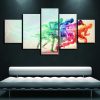 Colorful Running - Abstract 5 Panel Canvas Art Wall Decor