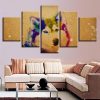 Colorful Wolf Husky - Animal 5 Panel Canvas Art Wall Decor