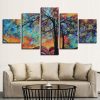 Colourful Trees Cartoon - Abstract 5 Panel Canvas Art Wall Decor