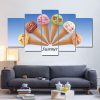 Cute Ice Cream In Summer - Nature 5 Panel Canvas Art Wall Decor