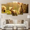 Cute Little White Sheep - Animal 5 Panel Canvas Art Wall Decor