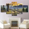 Deer By Farmers Track - Nature 5 Panel Canvas Art Wall Decor