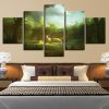 Deer Couple In The Forest Sunshine - Animal 5 Panel Canvas Art Wall Decor