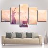 Deer Tree - Animal 5 Panel Canvas Art Wall Decor