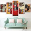 Different Types Of Guitar - Abstract 5 Panel Canvas Art Wall Decor