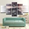 Dog Wolf Landscape Mirror Lake - Abstract Animal 5 Panel Canvas Art Wall Decor