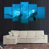 Dolphin - Animal 5 Panel Canvas Art Wall Decor
