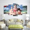 Dragon Ball Girl And Goku - Anime 5 Panel Canvas Art Wall Decor
