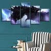 Dragon Red Eye And Lightning - Anime 5 Panel Canvas Art Wall Decor