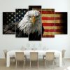 Eagle With Us Flag - Animal 5 Panel Canvas Art Wall Decor