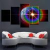 Earth Planet Sunshine Rainbows - Space 5 Panel Canvas Art Wall Decor