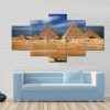 Egyptian Pyramids Under The Cloudy Sky - Nature 5 Panel Canvas Art Wall Decor