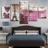 Eiffel Tower Paris Tower Scenery Vintage - Abstract 5 Panel Canvas Art Wall Decor